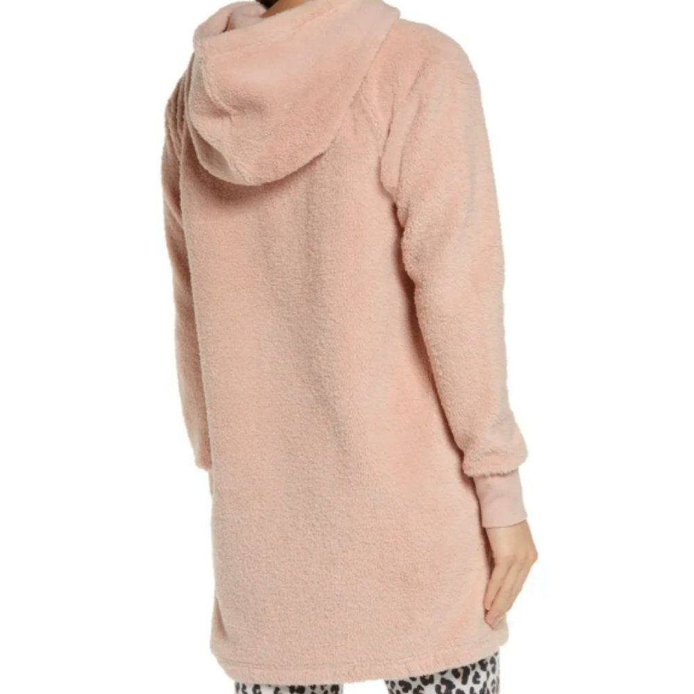 NEW BP. Women Fuzzy Blush Light Rose Sweater Dress Long Zip Comfortable Hoodie - Picture 4 of 5